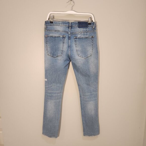 Ksubi Blue Van Winkle No Glory Jeans Disressed Skinny-fit Low-rise - Size 32 - Picture 3 of 12